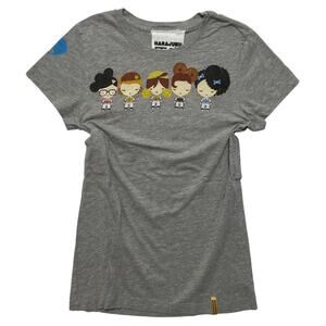VTG Y2K 00's Harajuku Lovers Girl Graphic Gray Blue Baby Tee Fitted T-Shirt M